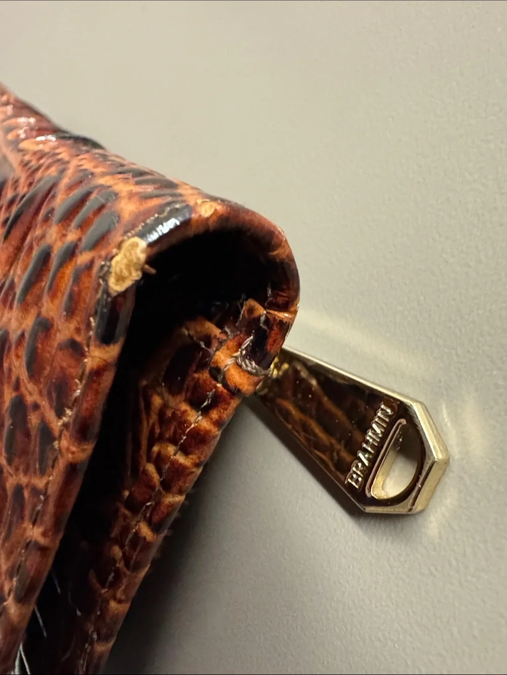 Brahmin Ady Wallet - Melbourne Brown Croc-Embossed Leather Continental Wallet